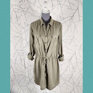 Beachlunchlounge Green Tencel Utility Shirt Dress